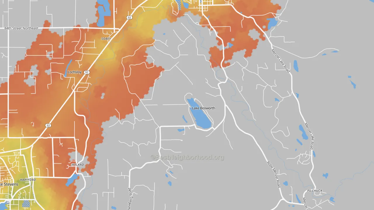 Bike Grade map of Lochsloy, WA