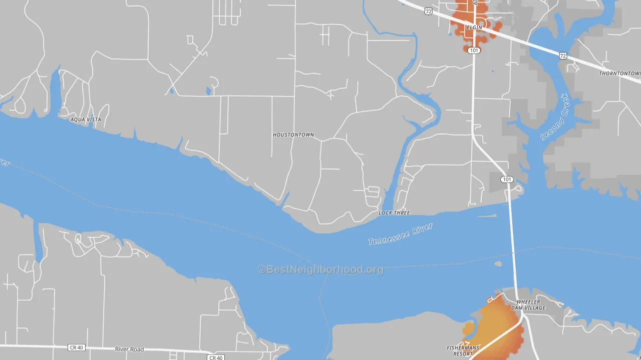 Bike Grade map of Lock Three, AL