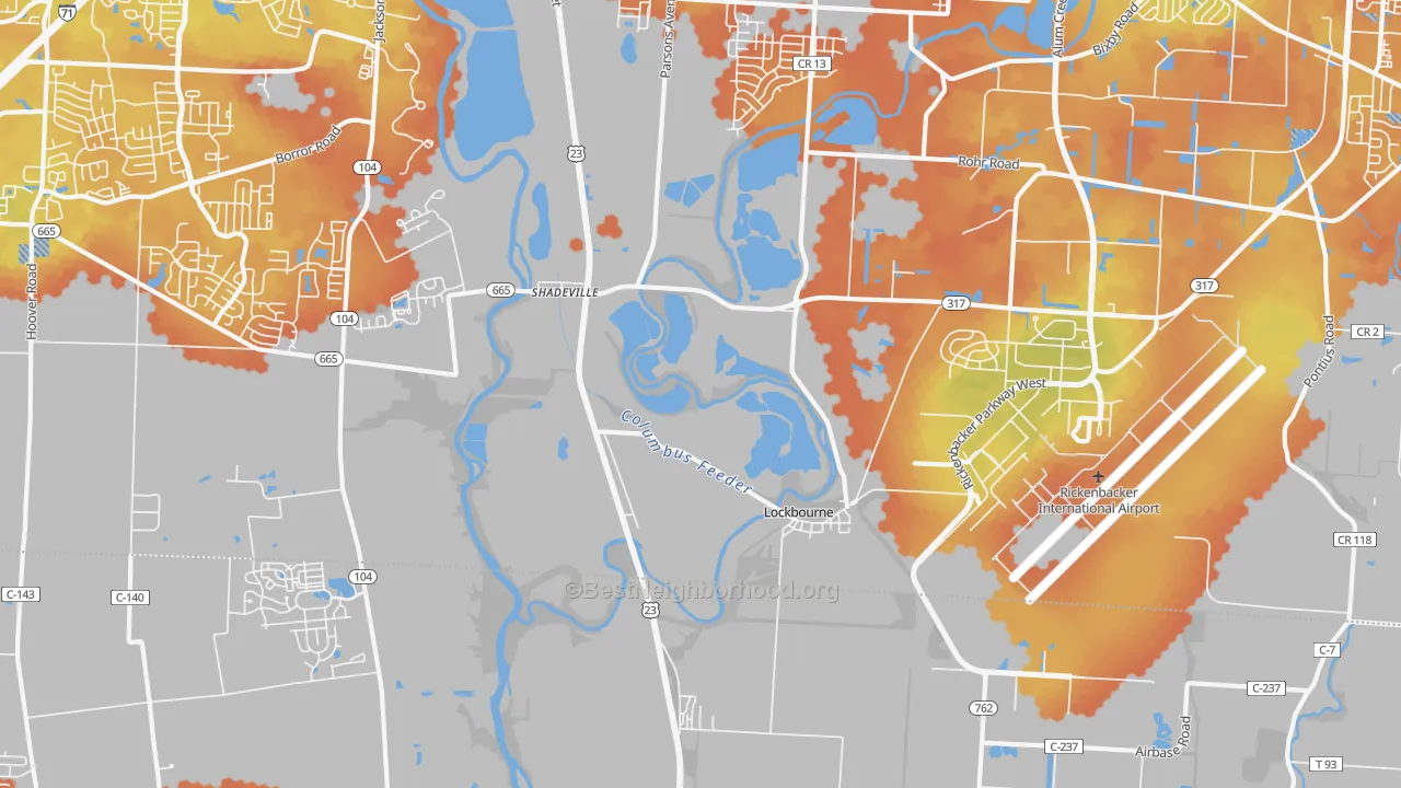 Bike Grade map of Lockbourne, OH