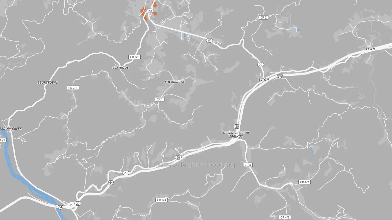 Bike Grade map of Lockbridge, WV