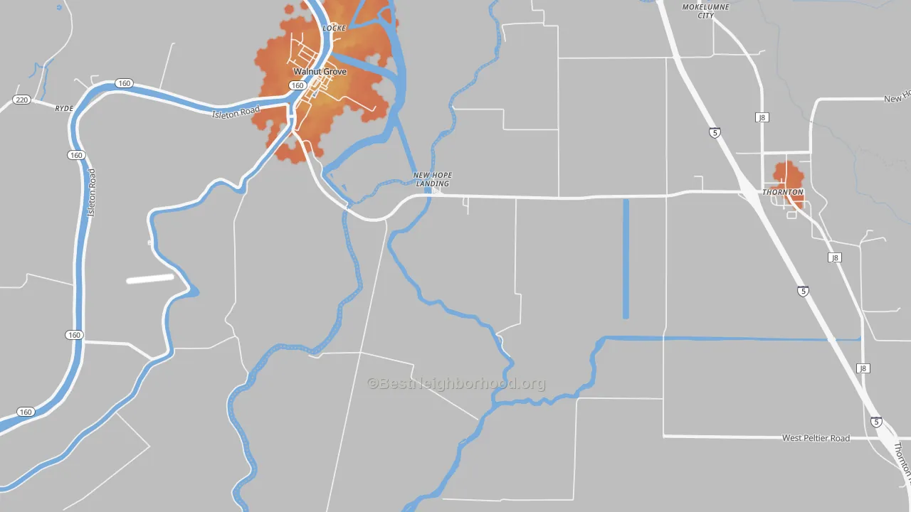 Bike Grade map of Locke, CA