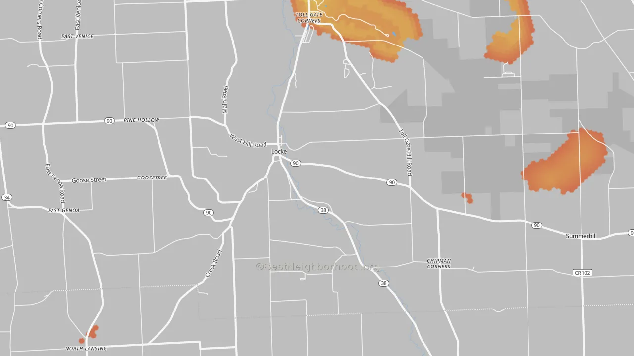 Bike Grade map of Locke, NY