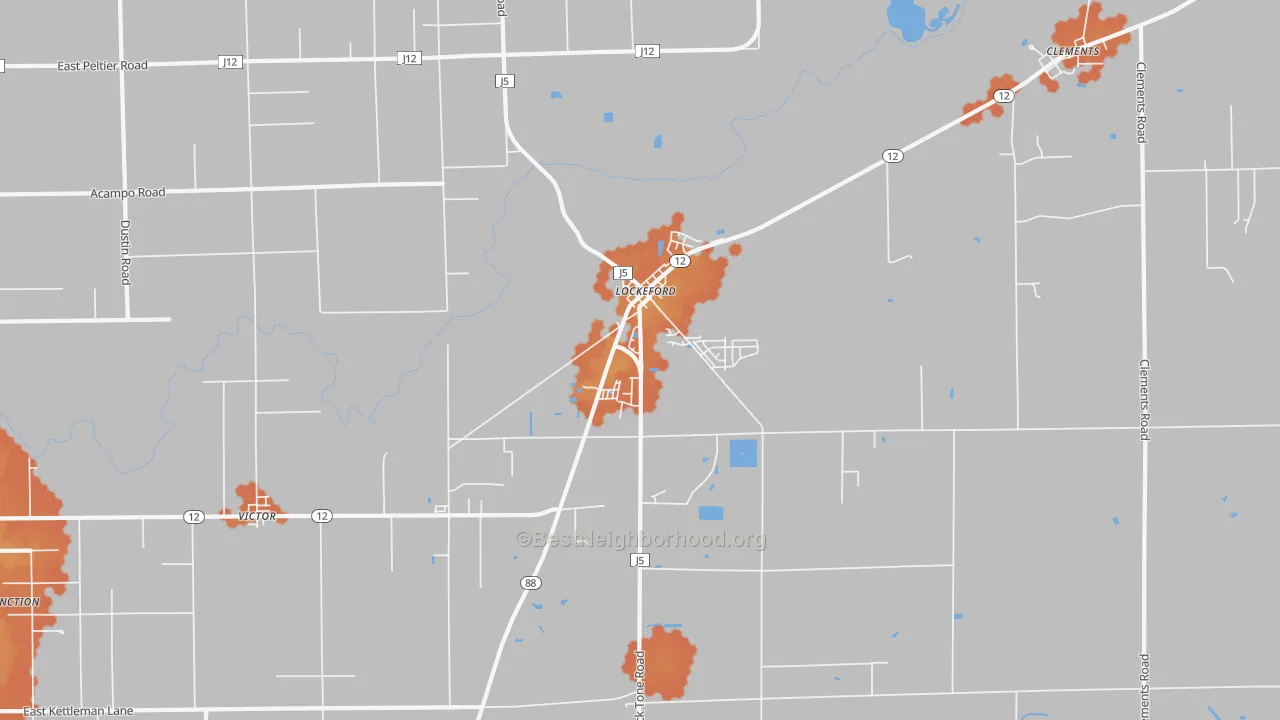 Bike Grade map of Lockeford, CA