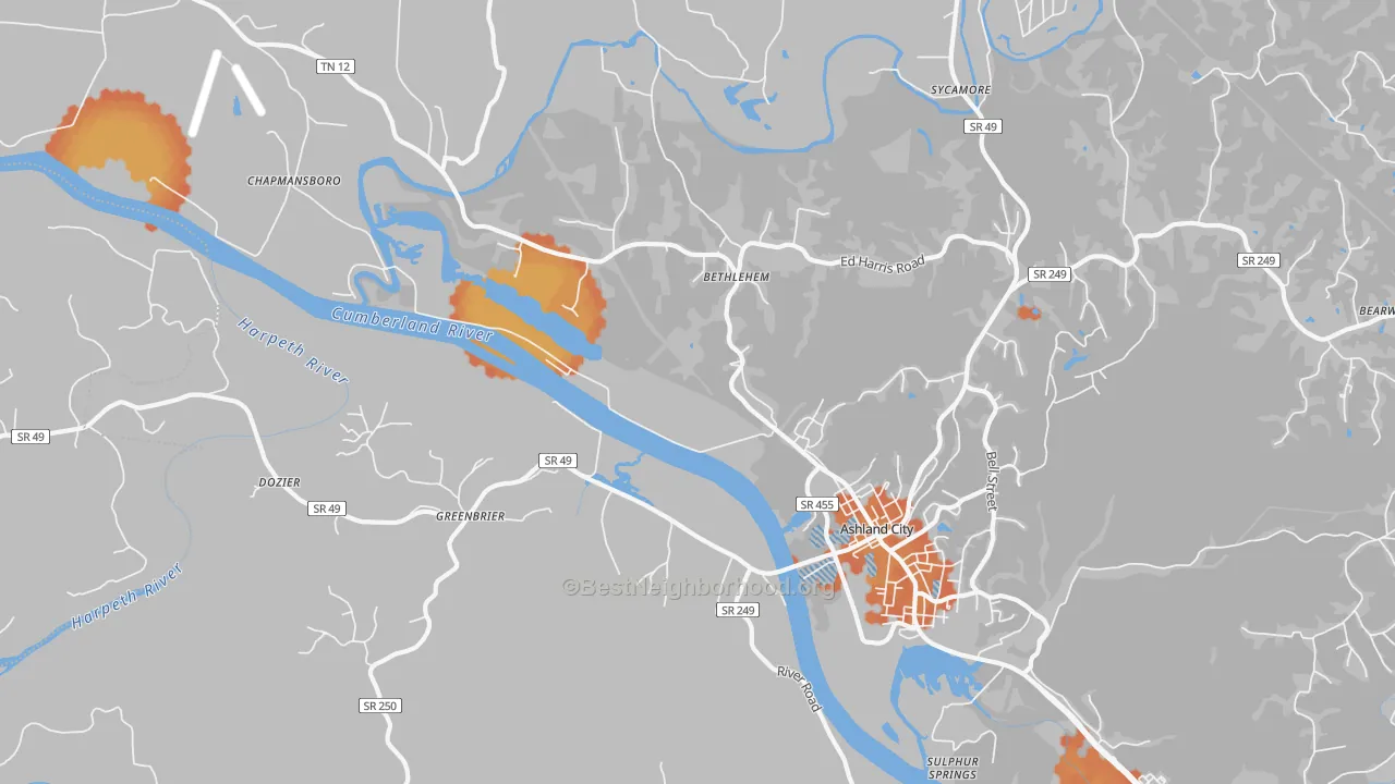 Bike Grade map of Lockertsville, TN
