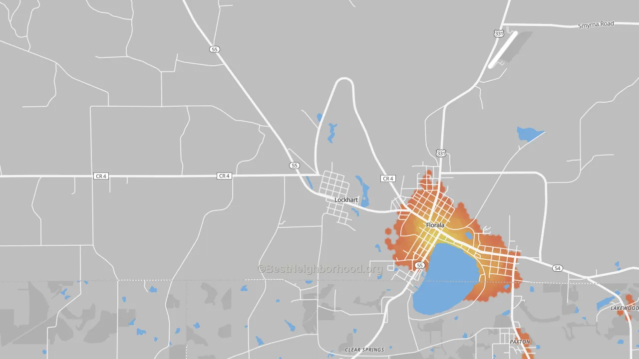 Bike Grade map of Lockhart, AL