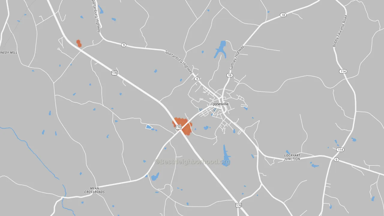 Bike Grade map of Lockhart Junction, SC
