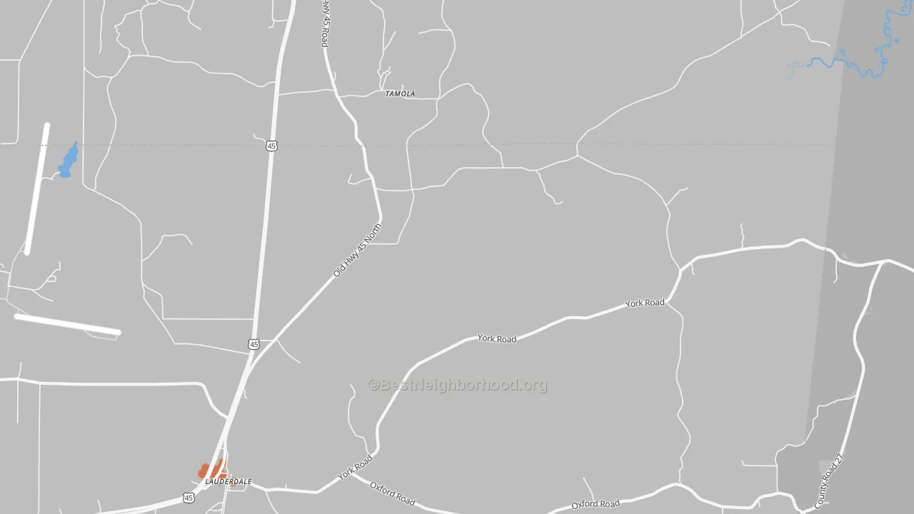 Bike Grade map of Lockhart, MS