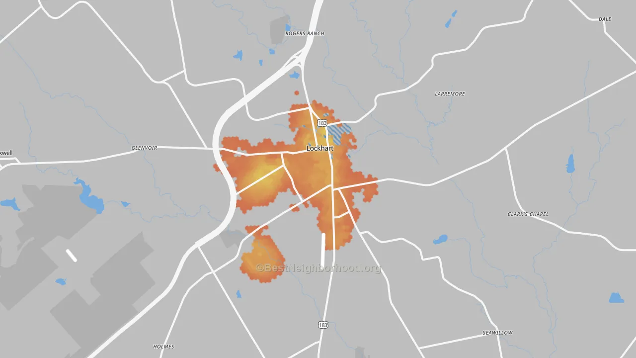 Bike Grade map of Lockhart, TX