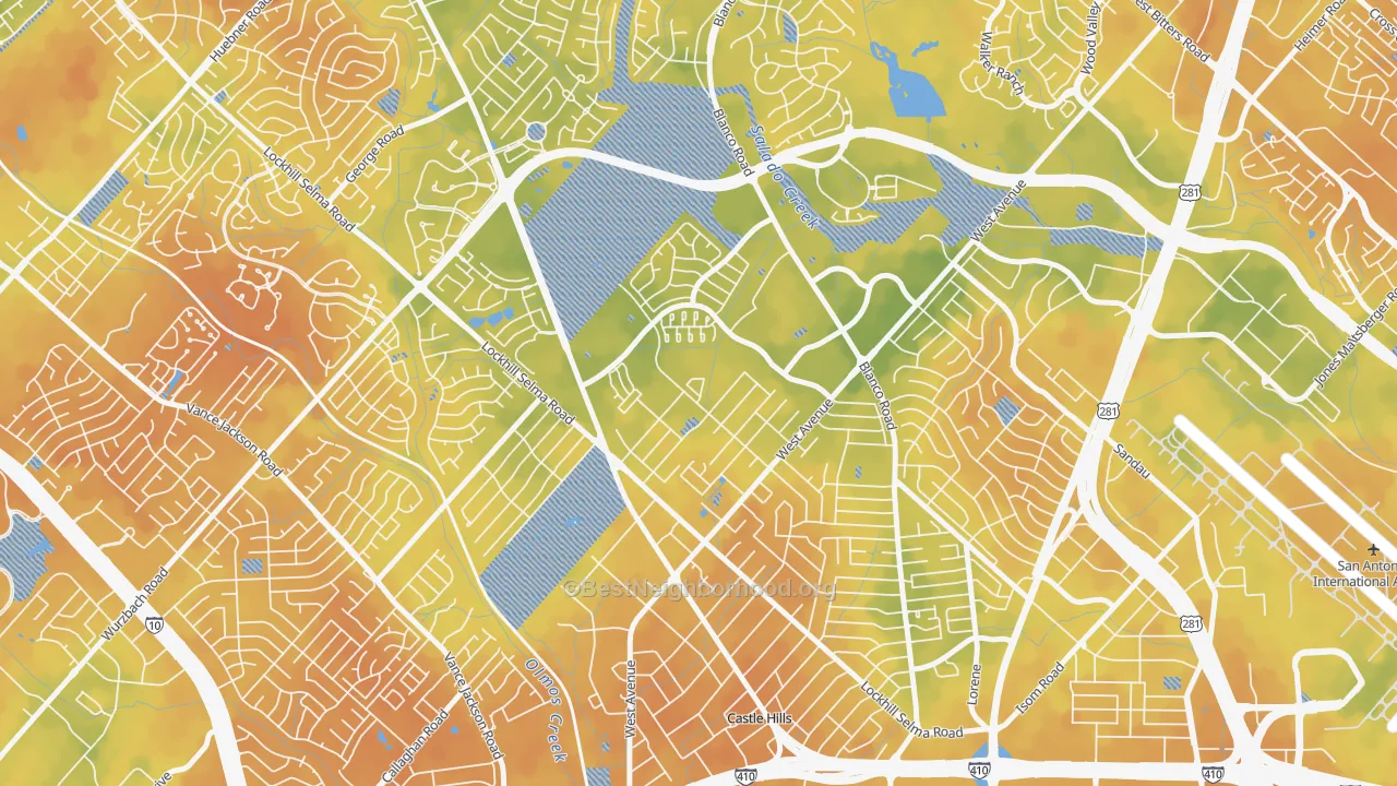 Bike Grade map of Lockhill Estates, San Antonio, TX