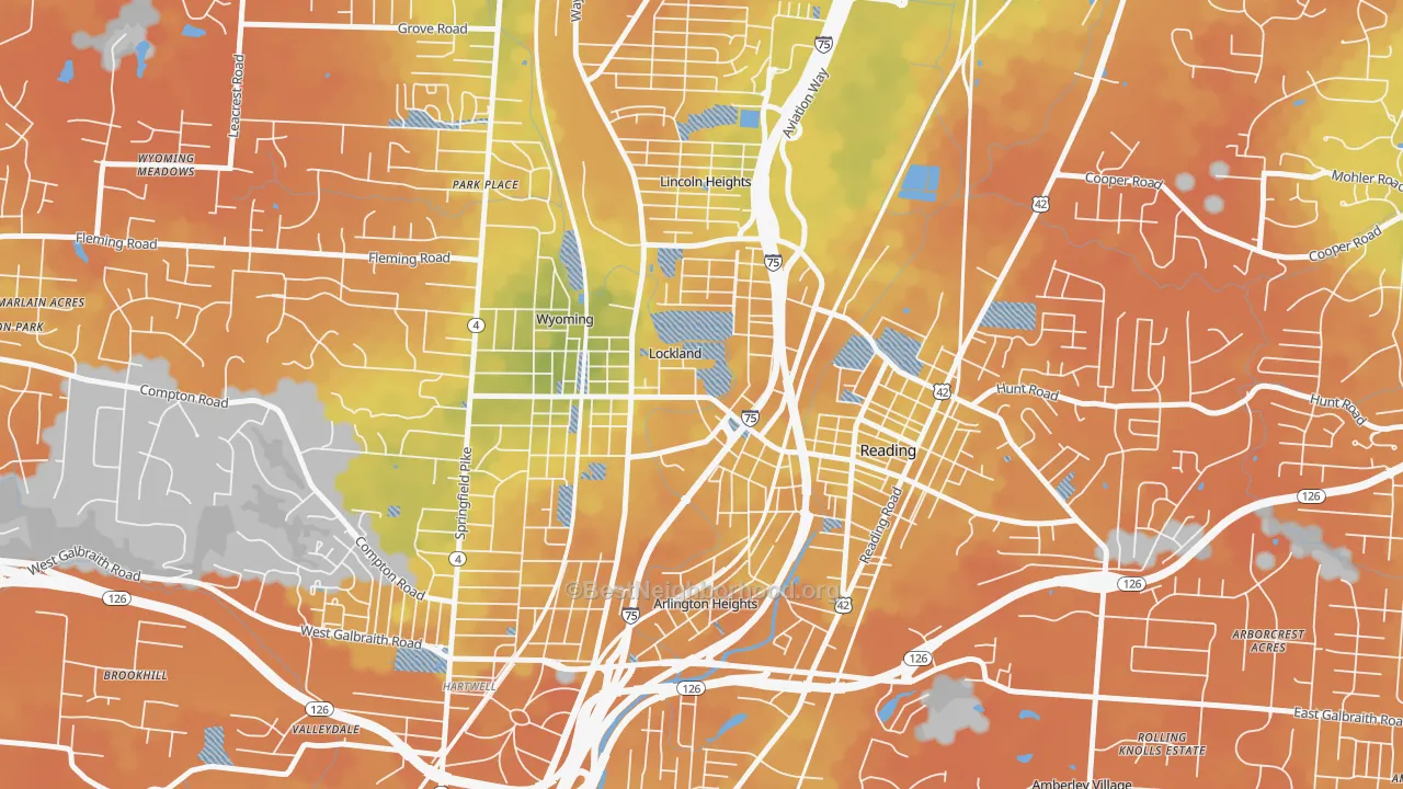 Bike Grade map of Lockland, OH