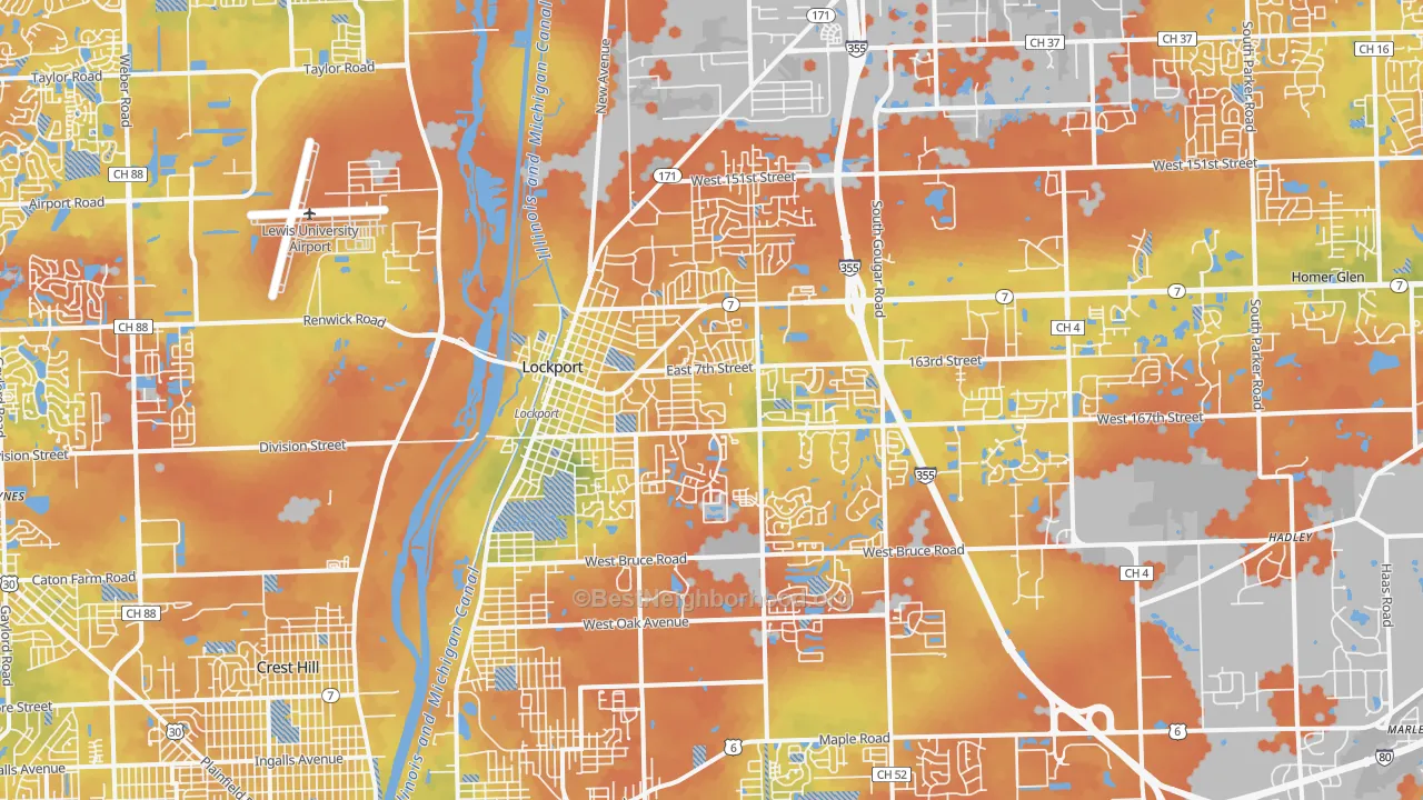 Bike Grade map of Lockport, IL