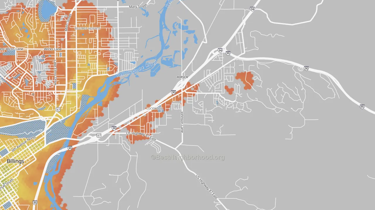 Bike Grade map of Lockwood, MT