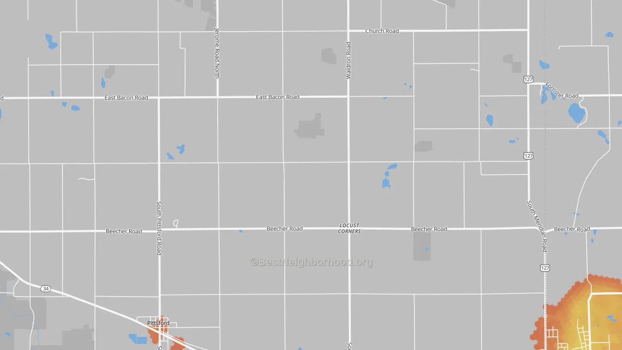 Bike Grade map of Locust Corners, MI