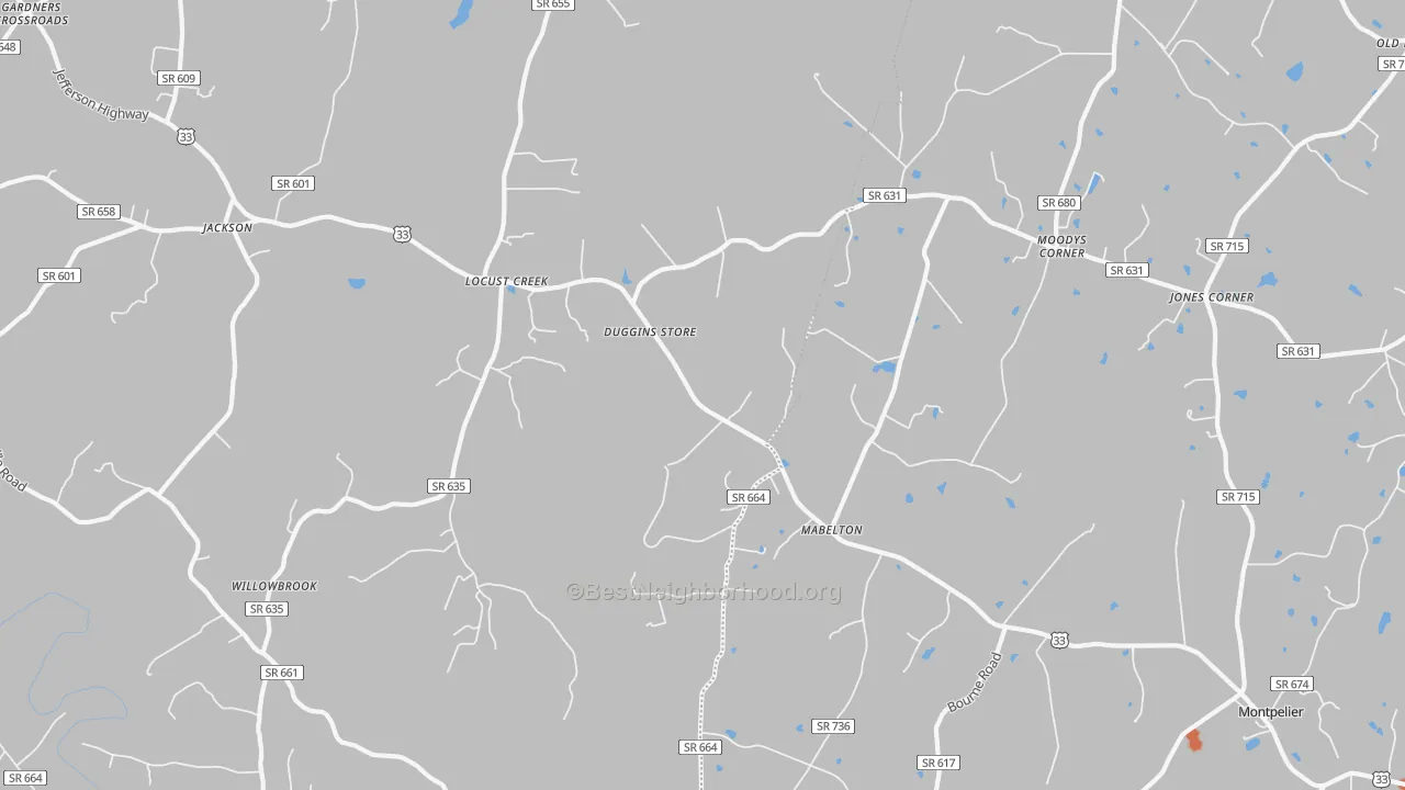 Bike Grade map of Locust Creek, VA