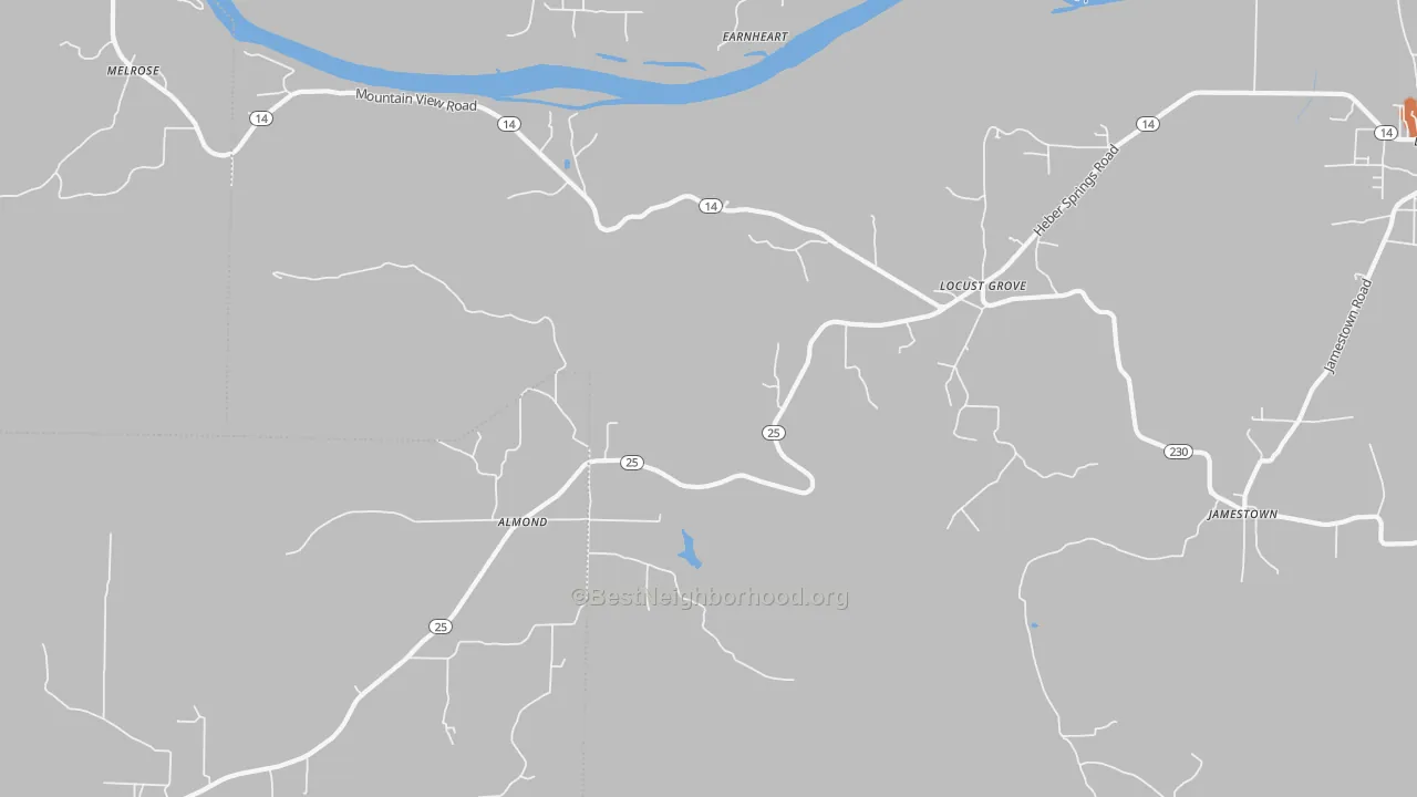 Bike Grade map of Locust Grove, AR