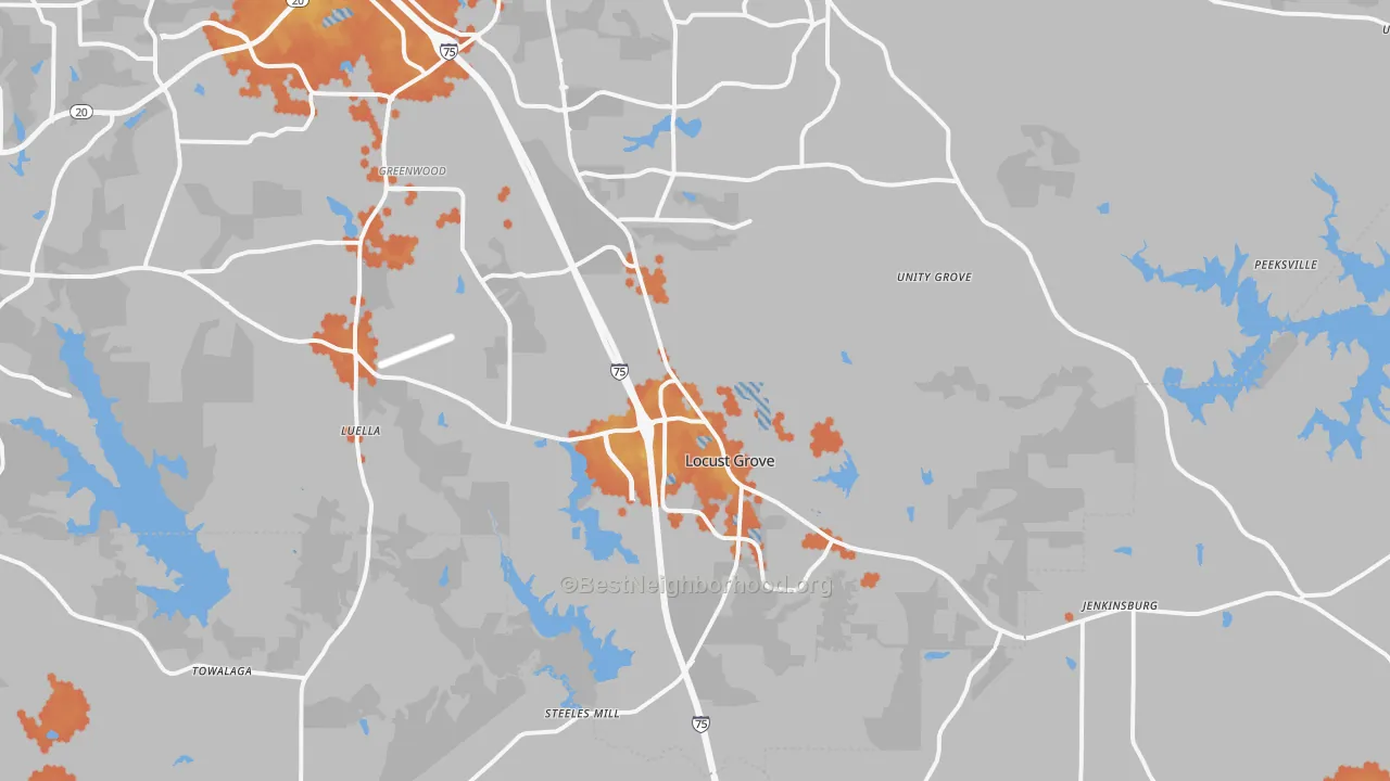 Bike Grade map of Locust Grove, GA