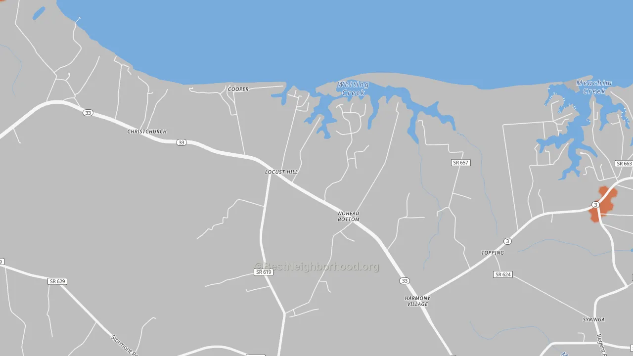 Bike Grade map of Locust Hill, VA