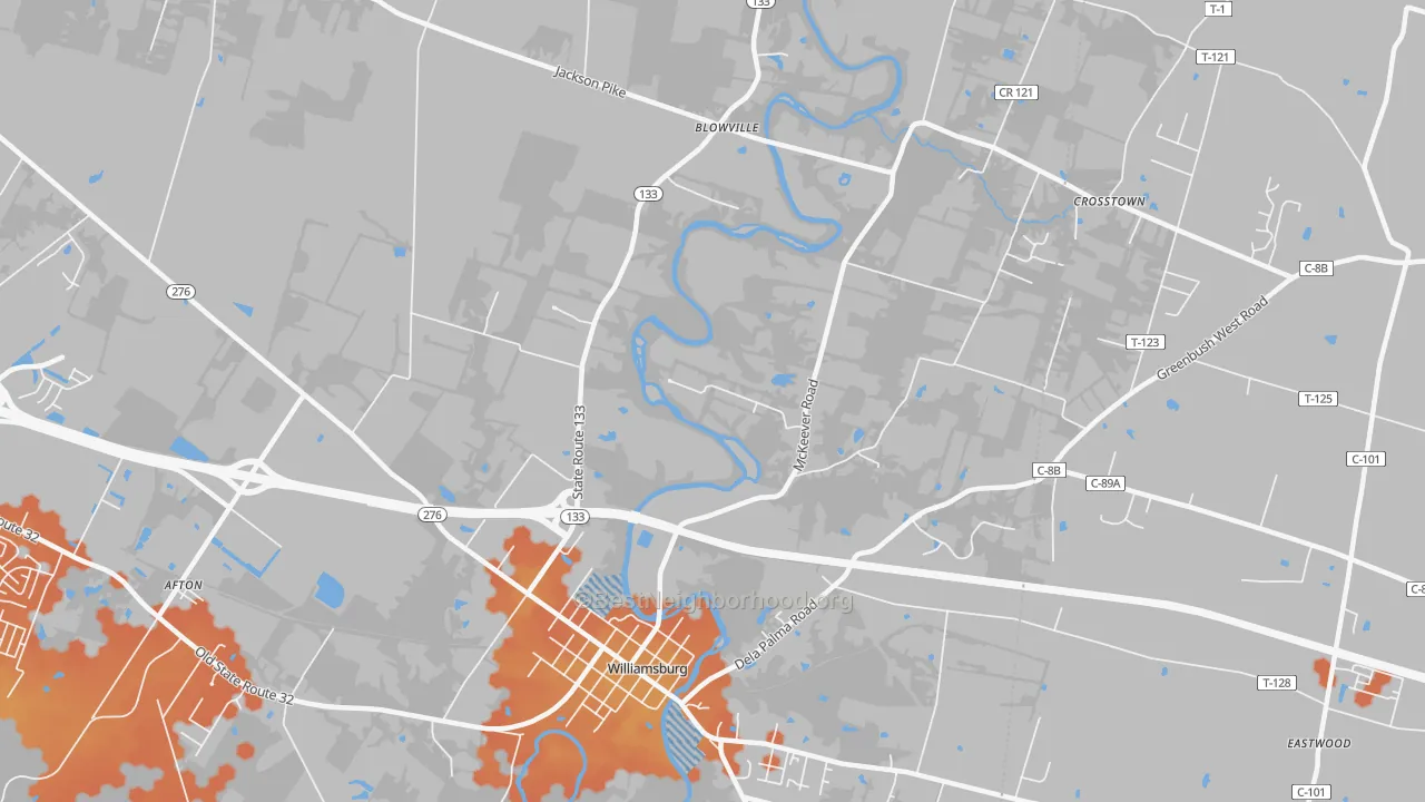 Bike Grade map of Locust Ridge, OH