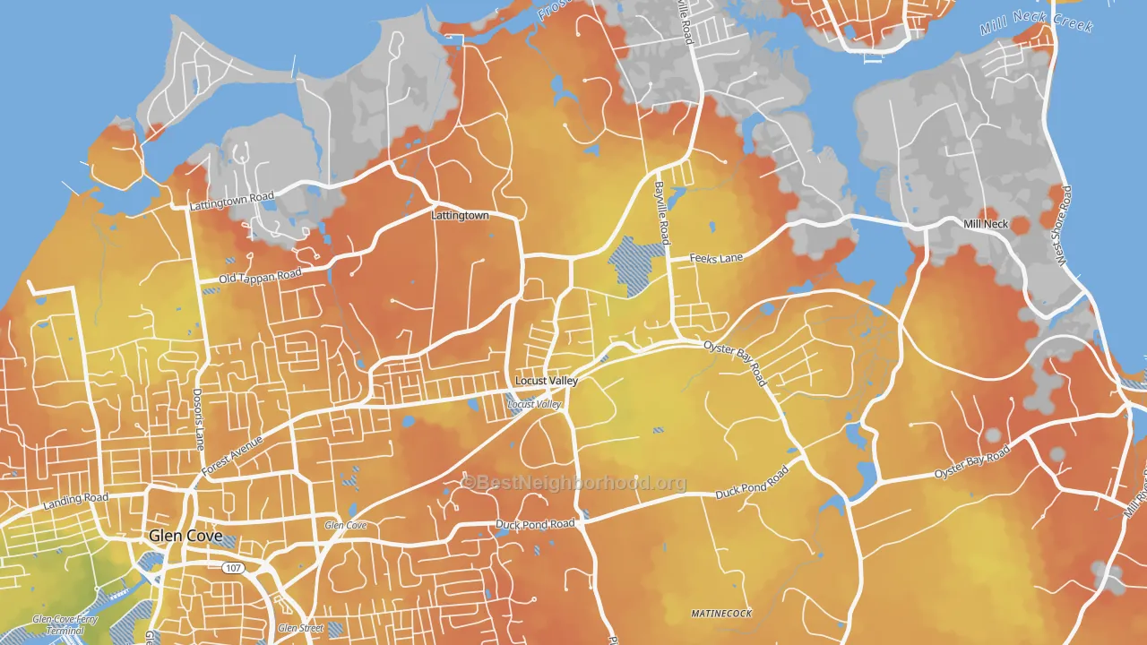 Bike Grade map of Locust Valley, NY