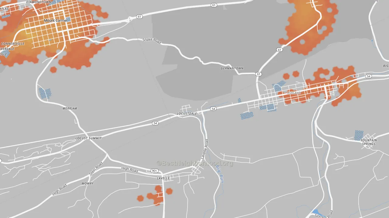 Bike Grade map of Locustdale, PA