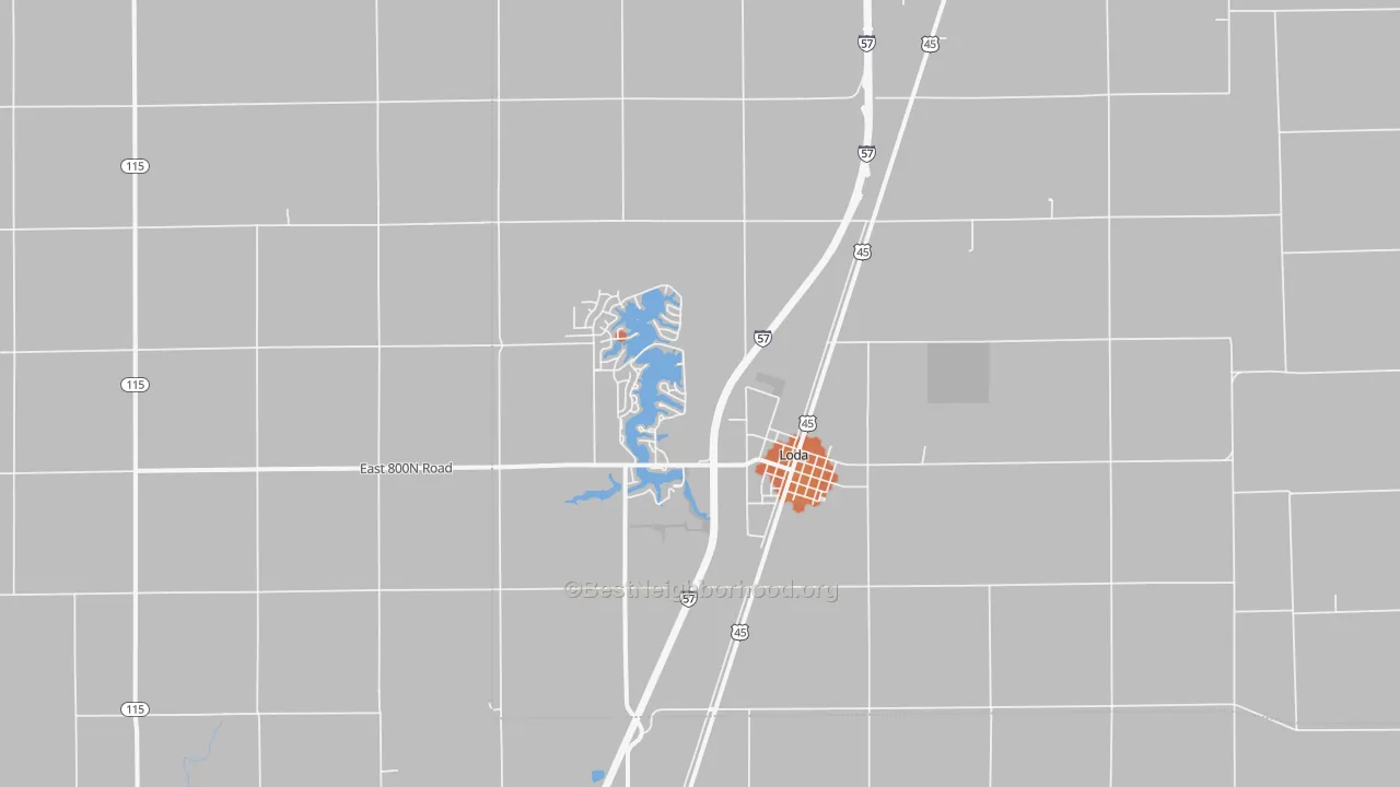 Bike Grade map of Loda, IL