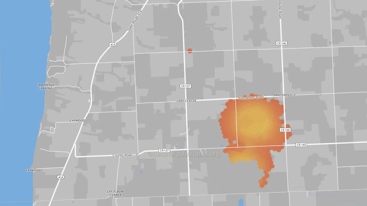 Bike Grade map of Lodi Center, NY