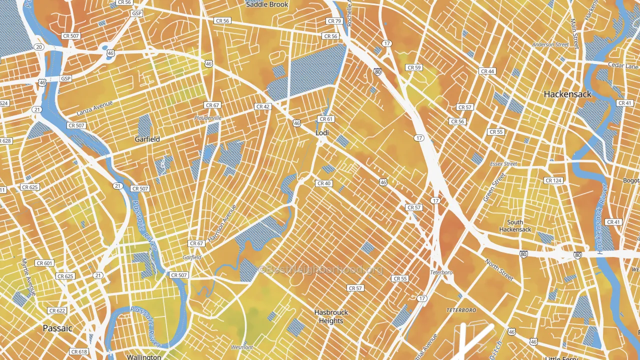 Bike Grade map of Lodi, NJ