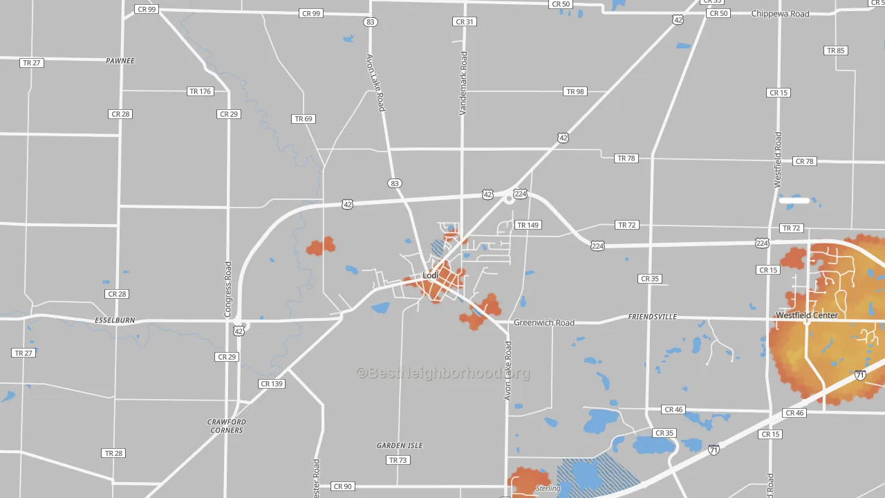 Bike Grade map of Lodi, OH