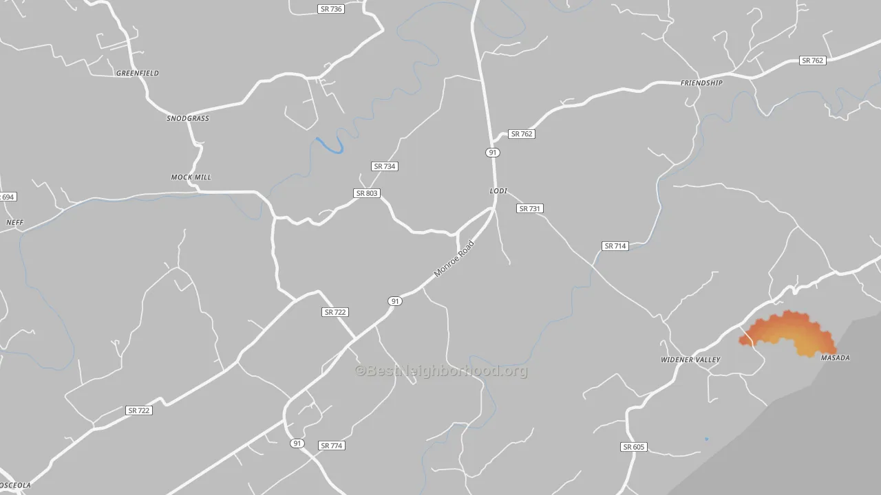 Bike Grade map of Lodi, VA