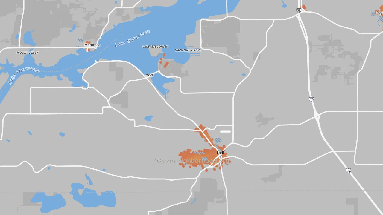 Bike Grade map of Lodi, WI