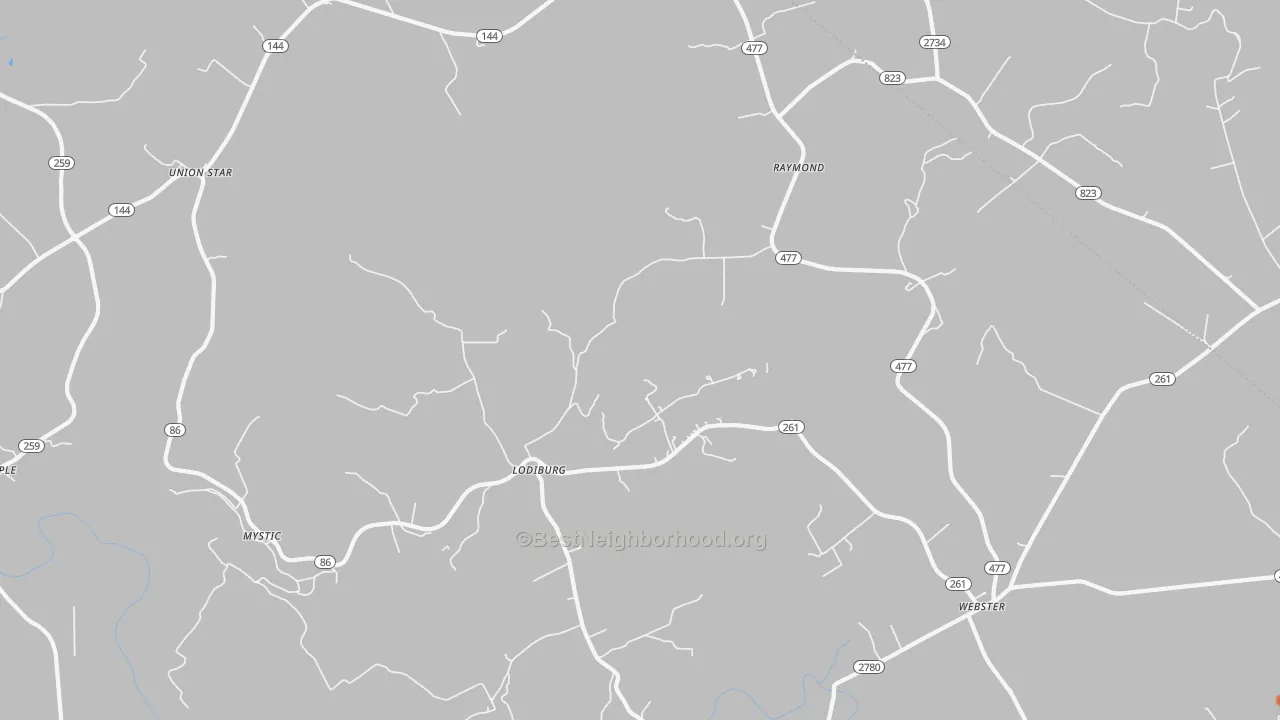 Bike Grade map of Lodiburg, KY