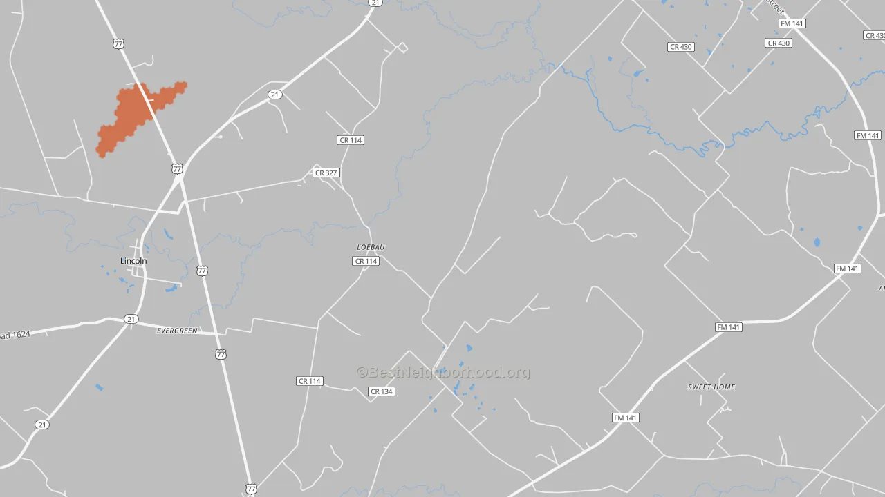 Bike Grade map of Loebau, TX