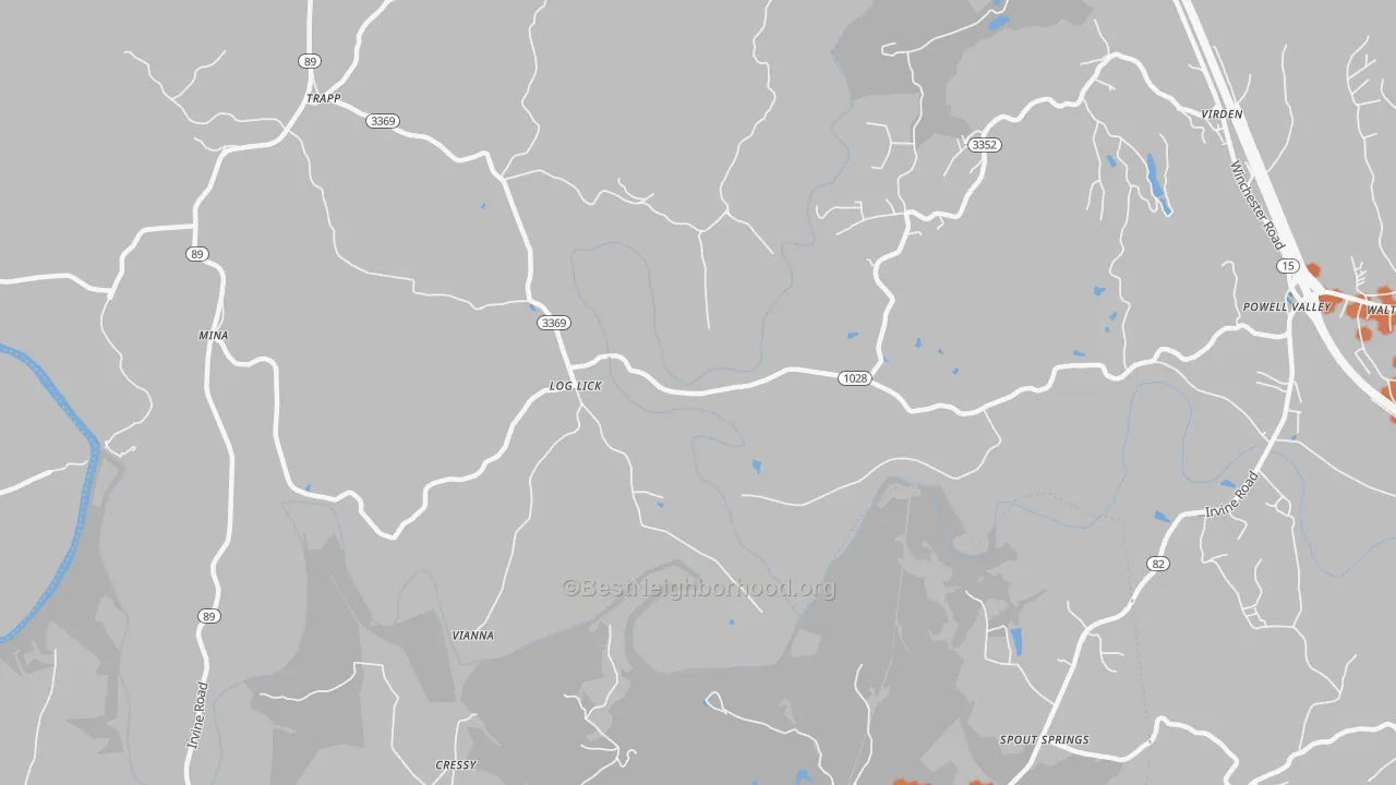 Bike Grade map of Log Lick, KY