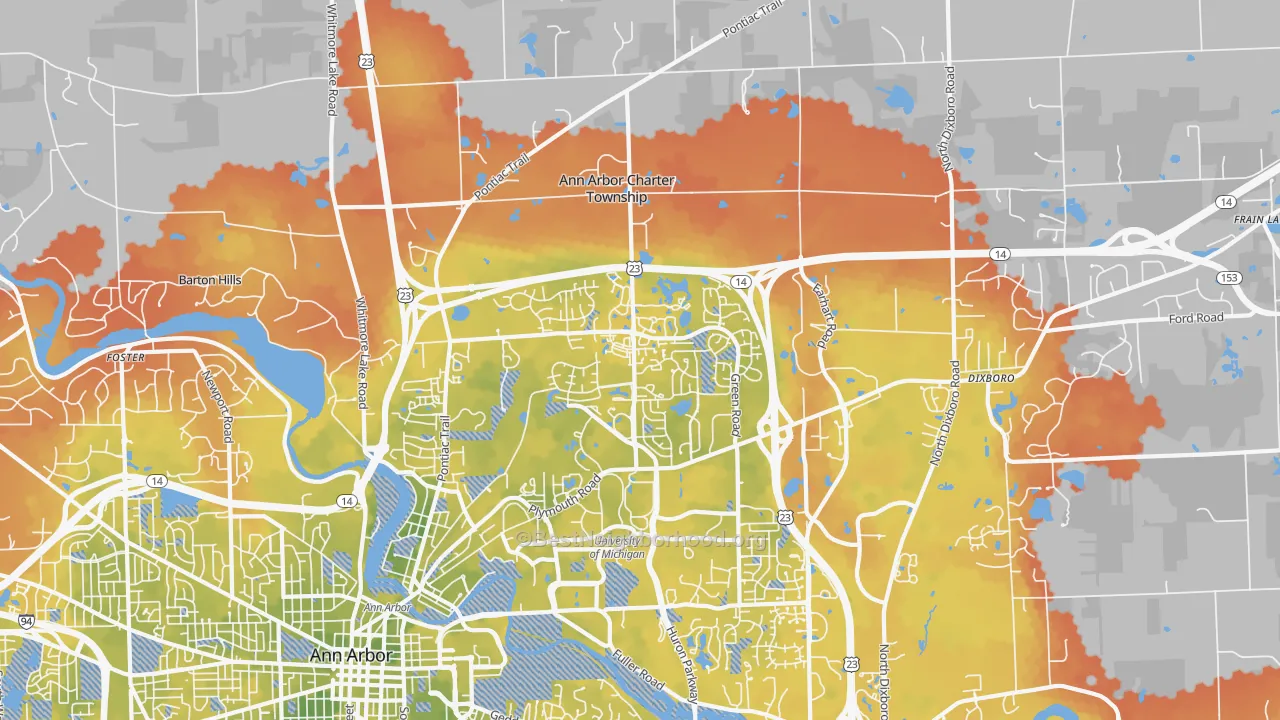 Bike Grade map of Logan, Ann Arbor, MI