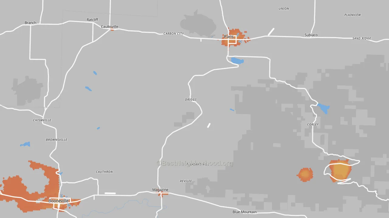 Bike Grade map of Logan County, AR