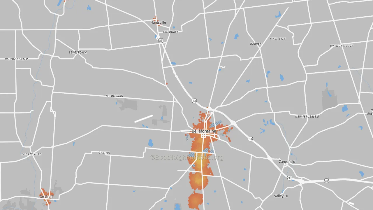 Bike Grade map of Logan County, OH