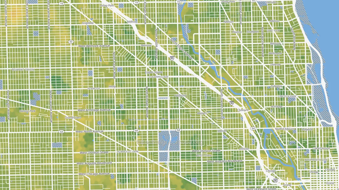 Bike Grade map of Logan Square, Chicago, IL