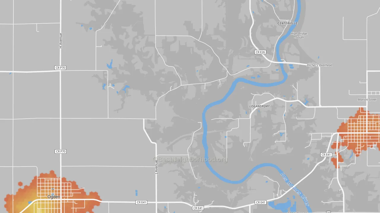 Bike Grade map of Logansport, IA