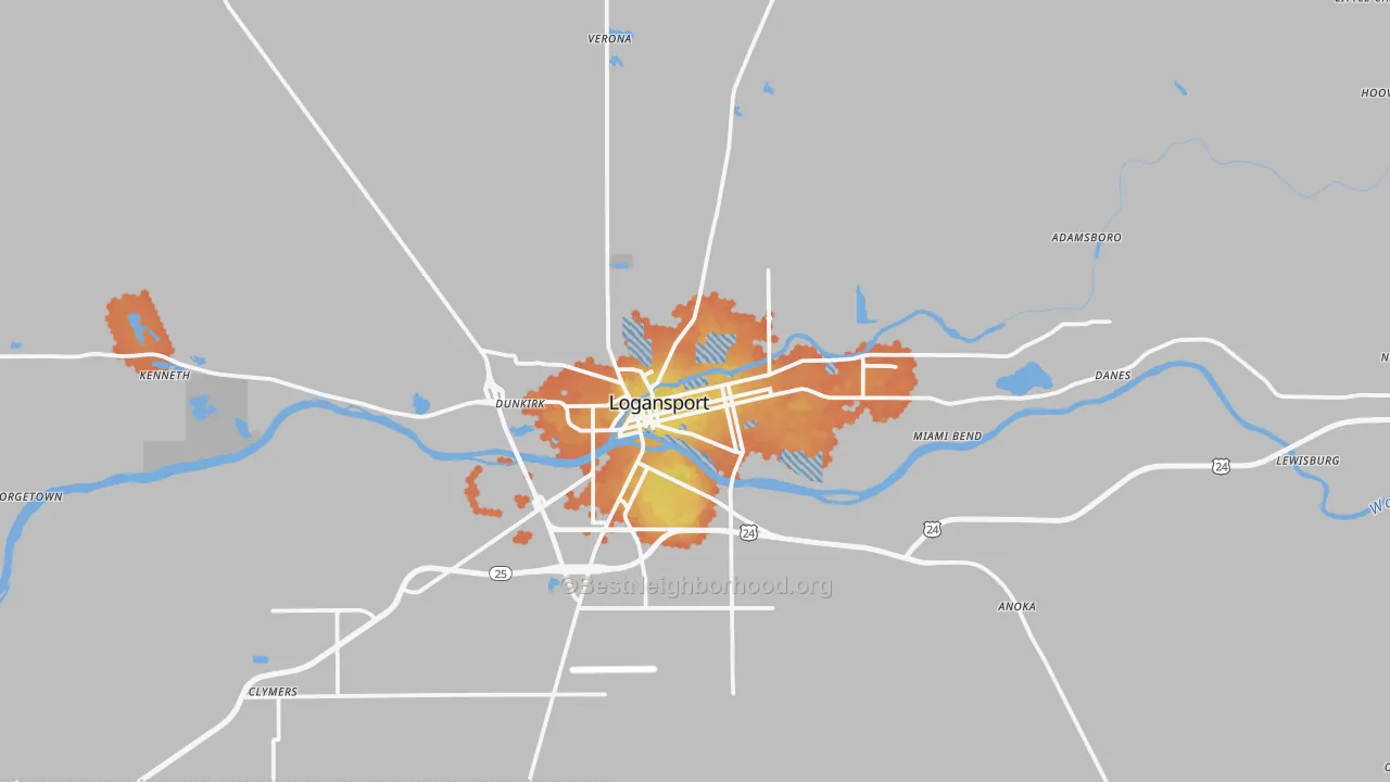 Bike Grade map of Logansport, IN