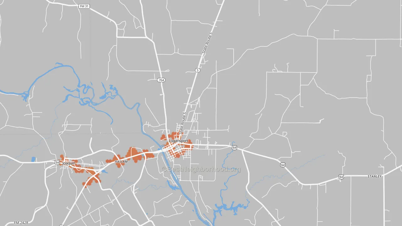 Bike Grade map of Logansport, LA