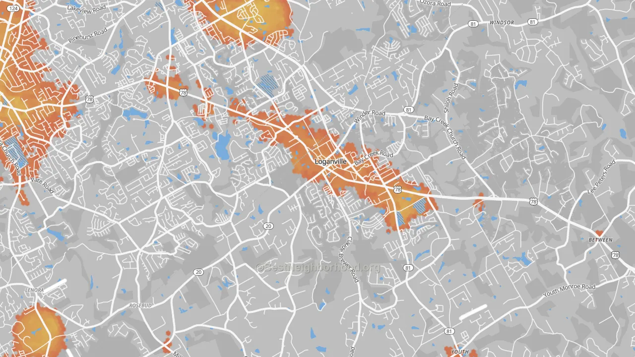 Bike Grade map of Loganville, GA