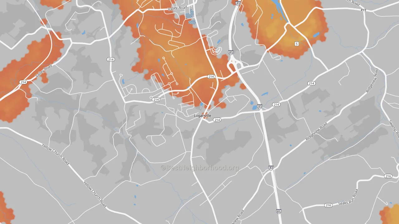 Bike Grade map of Loganville, PA