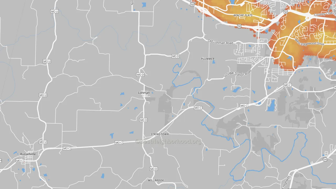Bike Grade map of Lohman, MO