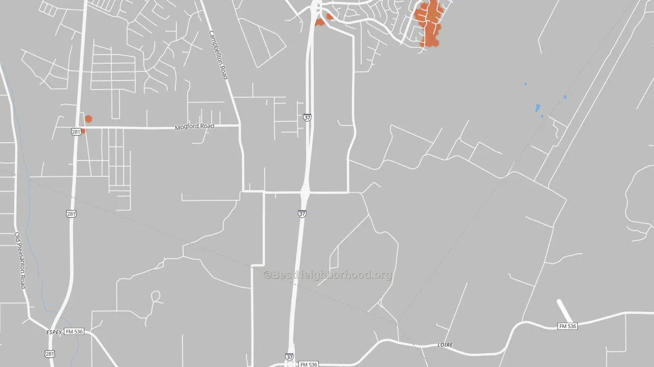 Bike Grade map of Loire, TX
