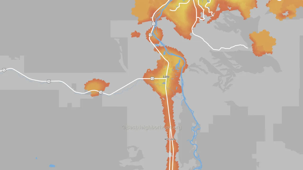 Bike Grade map of Lolo, MT