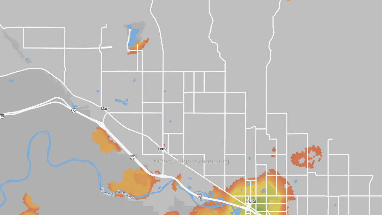Bike Grade map of Loma, CO