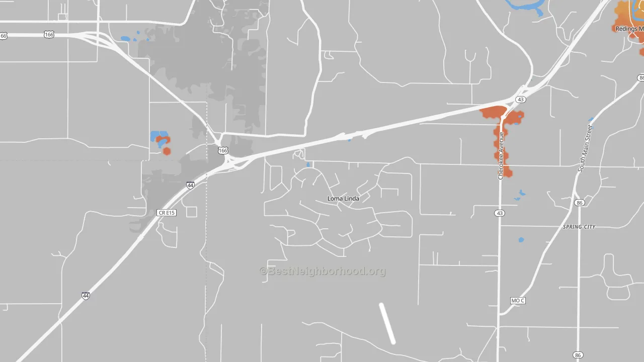 Bike Grade map of Loma Linda, MO