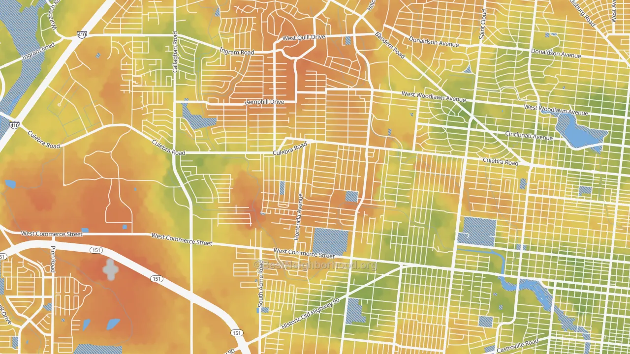 Bike Grade map of Loma Park, San Antonio, TX