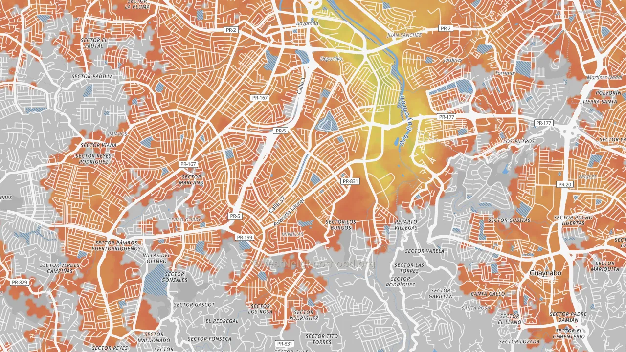 Bike Grade map of Lomas Verdes, Bayamon, PR