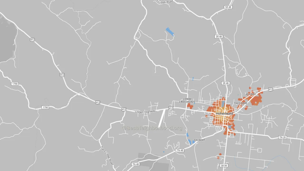 Bike Grade map of Lomax Crossroads, TN